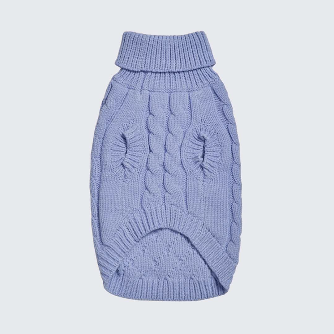Cable Knit Dog Sweater - Blue - Image 4