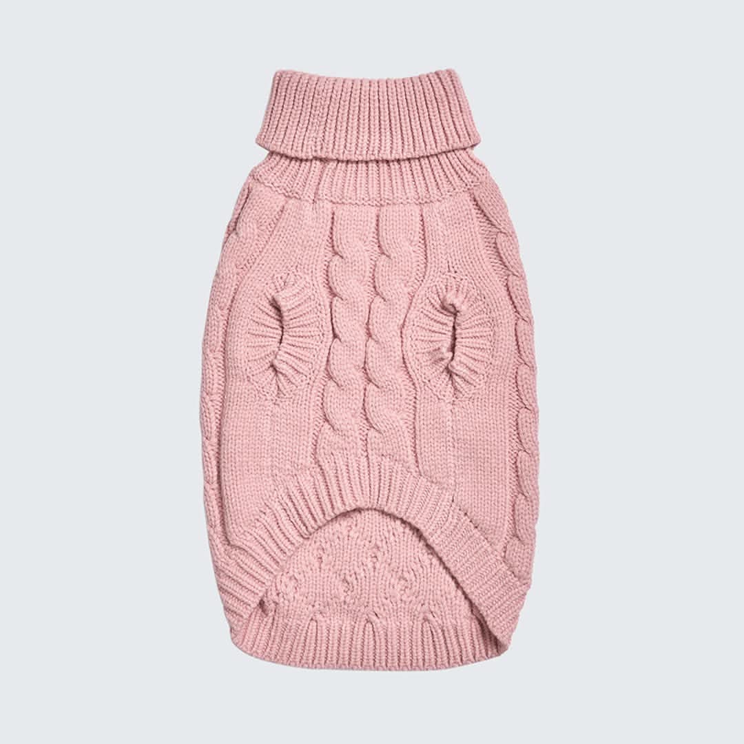 Cable Knit Dog Sweater - Pink - Image 7