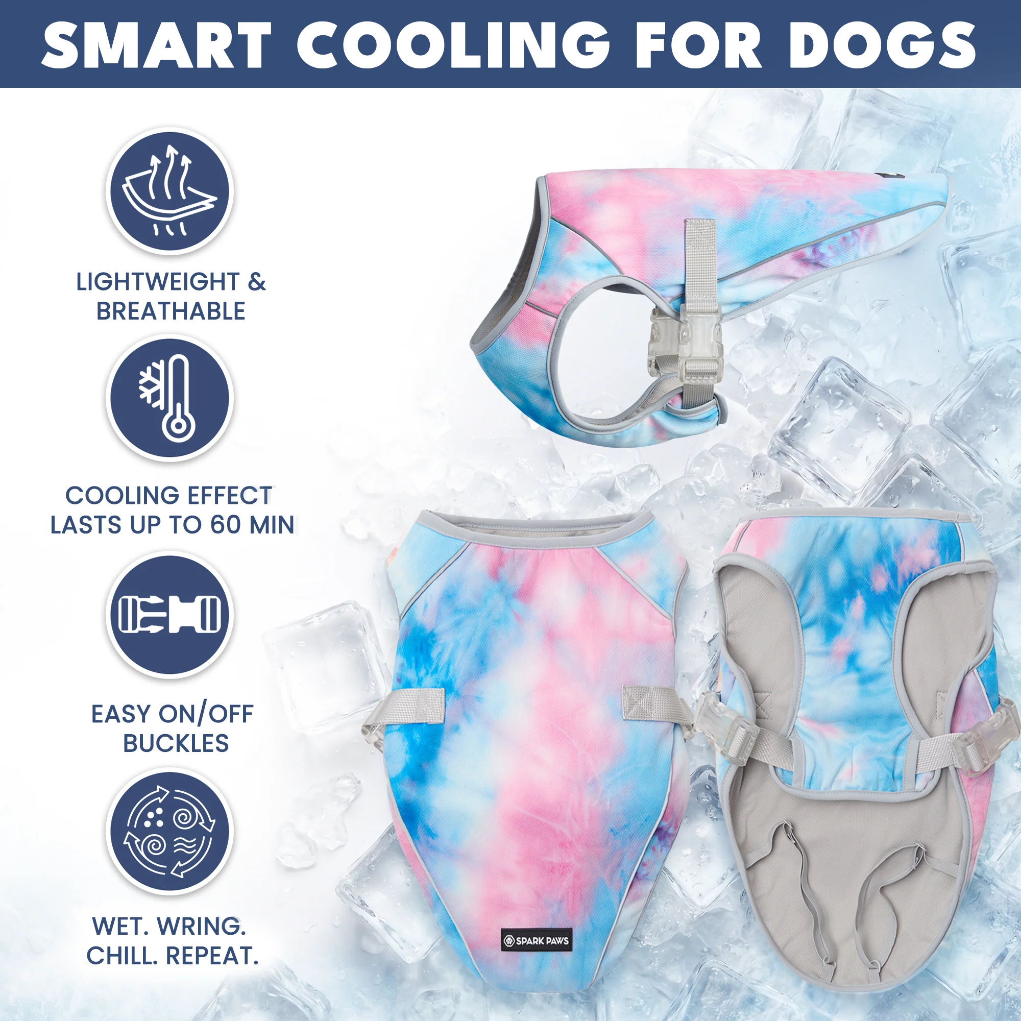 Dog Cooling Vest (2-pack) - Ice Blue & Snow Cone - Image 4