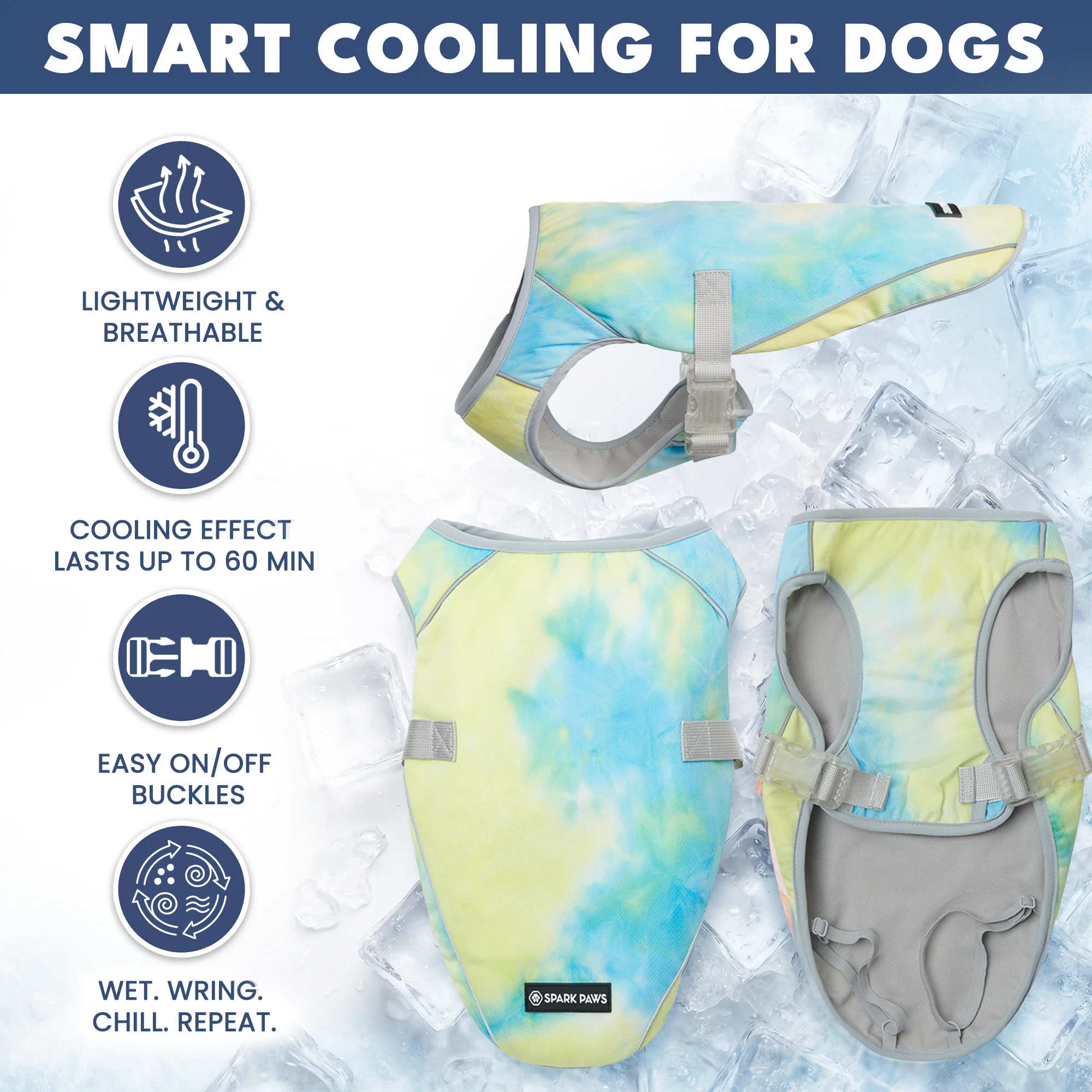 Dog Cooling Vest (2-pack) - Snow Cone & Tropical Storm - Image 4