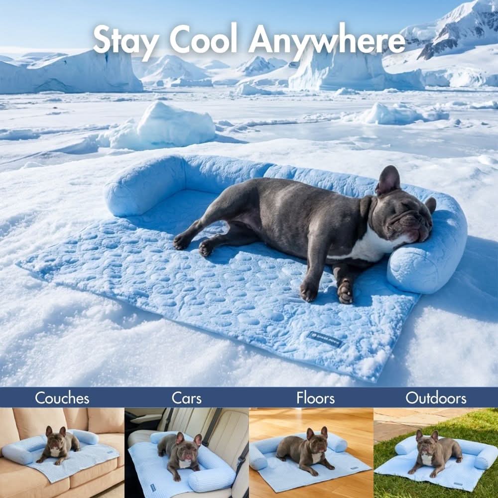 Frostcore™ Cooling Couch Cover Dog Bed - Hearts Blue (2) - Image 11