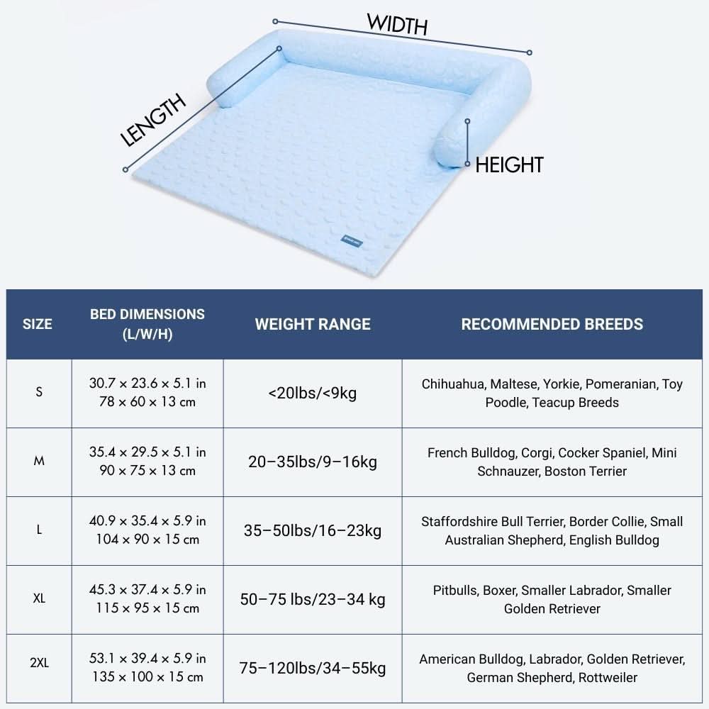 Frostcore™ Cooling Couch Cover Dog Bed - Hearts Blue (2) - Image 9