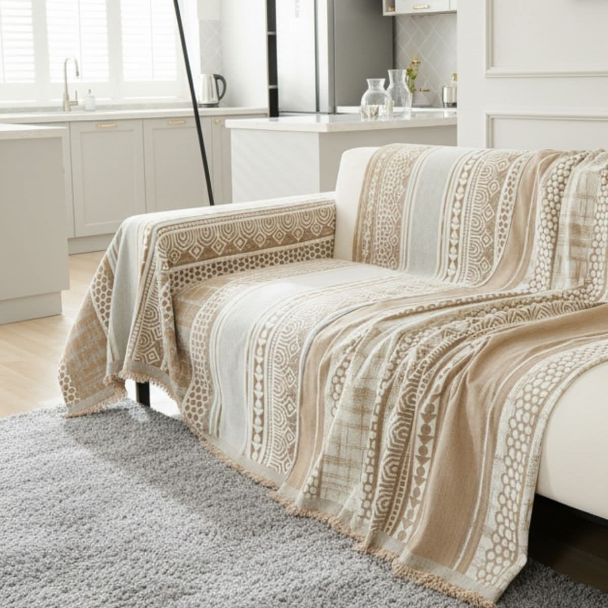 Pet Couch Cover - Modern Mosaic Beige - Image 4