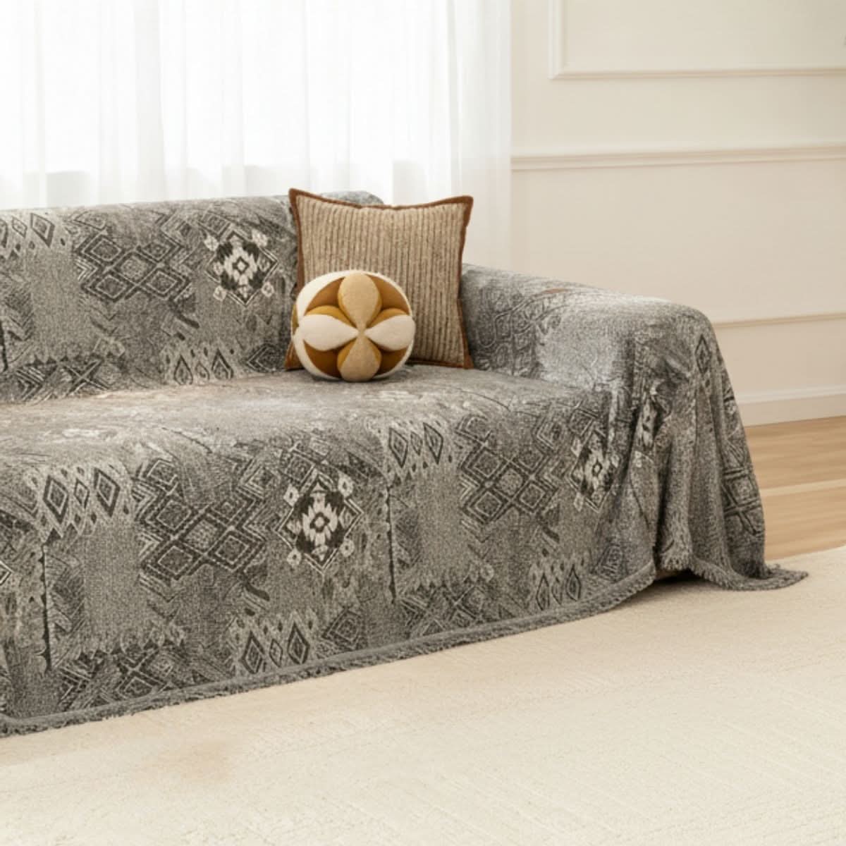 Pet Couch Cover - Rustic Bohemian Grey - Image 3