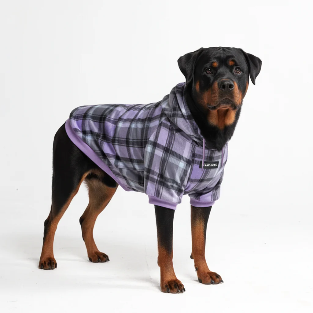 Purple Plaid Dog Hoodie - Image 6