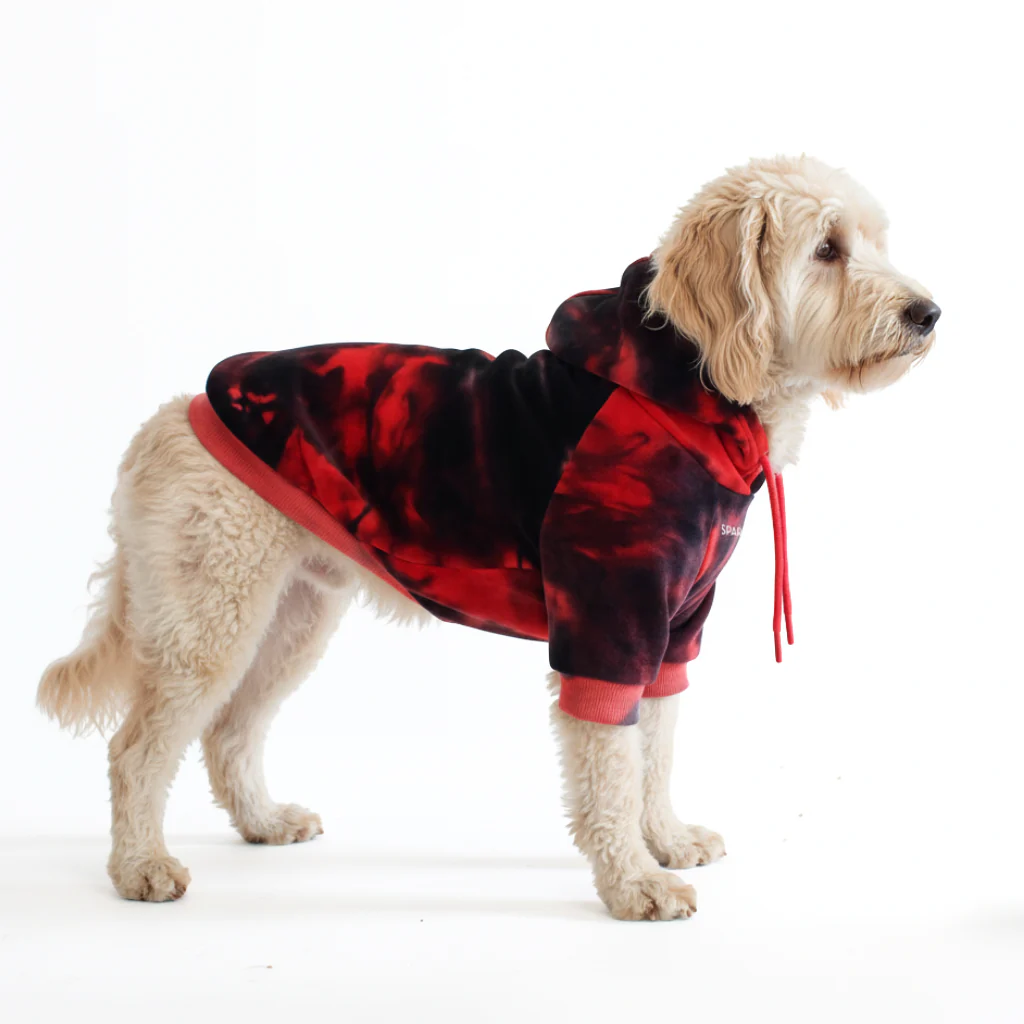 Velvet Dog Hoodie - Red & Black - Image 4